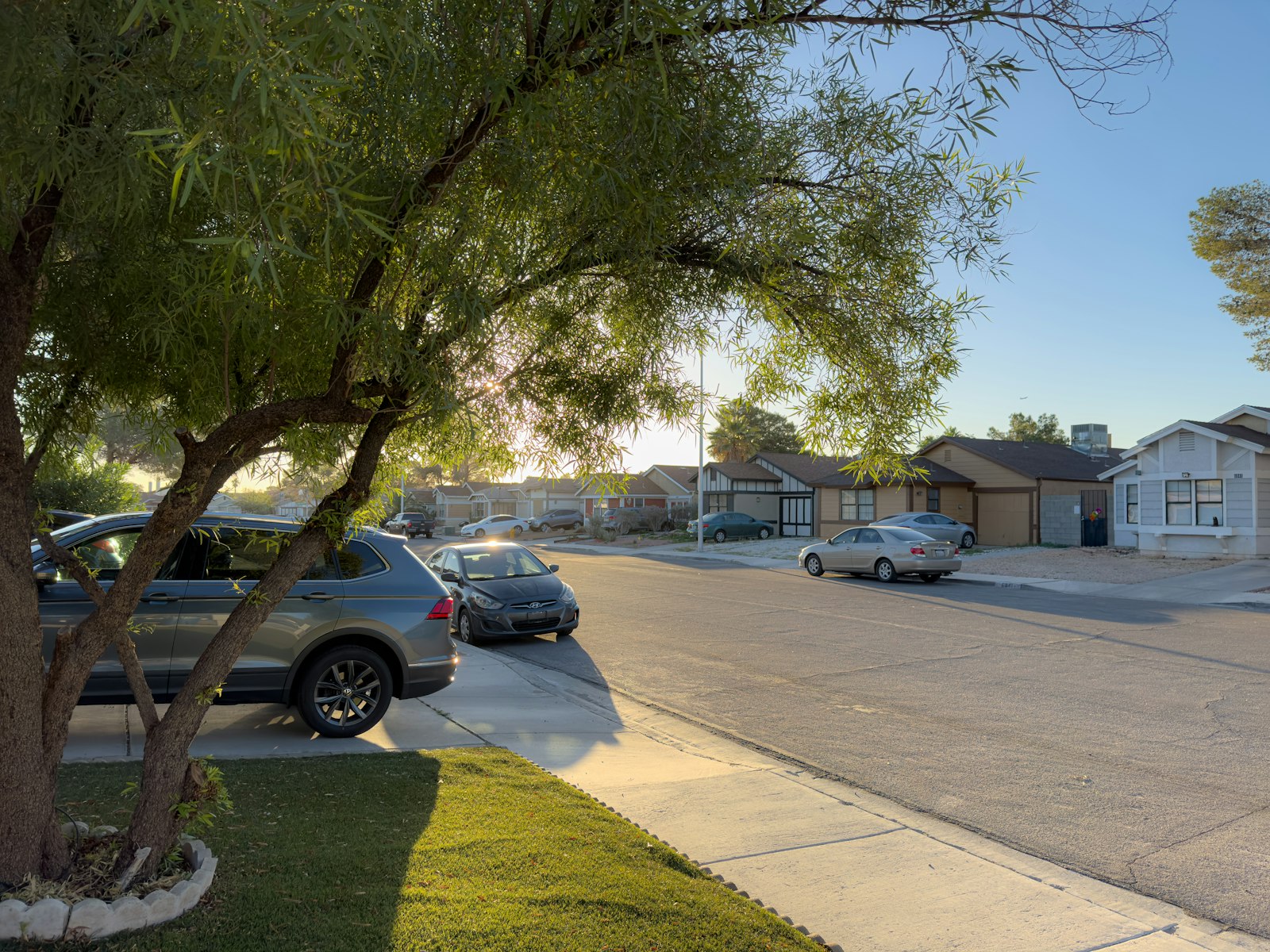 Suburban street in a Las Vegas neighborhood like Summerlin